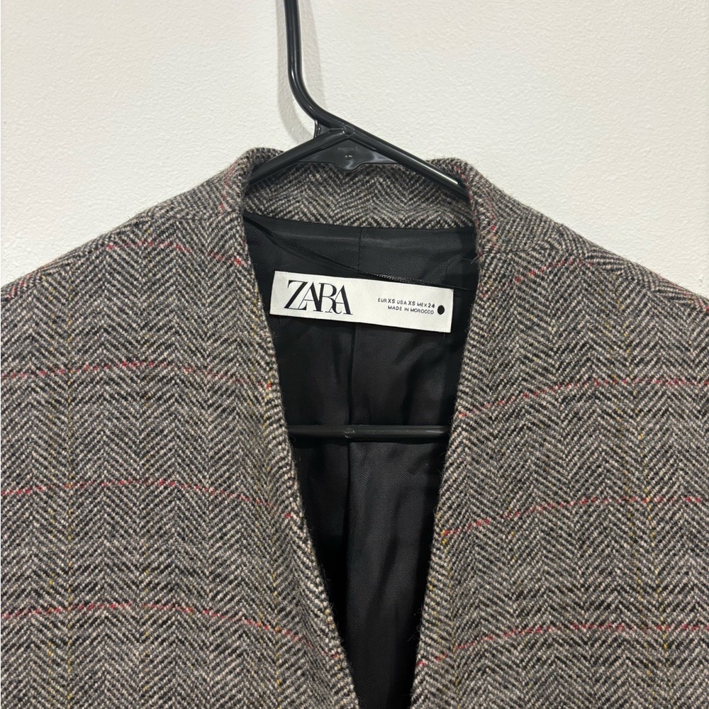 Zara Herringbone Patterned Coat - image 6